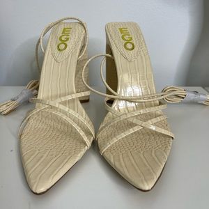 Cream Reptile Semi Block Heels